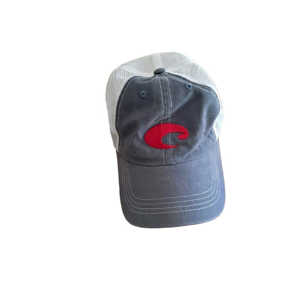 Costa Del Mar Gray Blue Logo Mesh Back Adjustable Baseball Cap Ball Hat